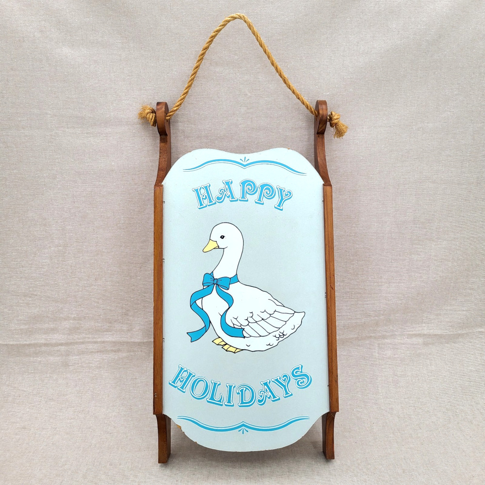 VTG Cottagecore Wood Country Goose Holiday Wall Hanging Reversible Trinket Shelf